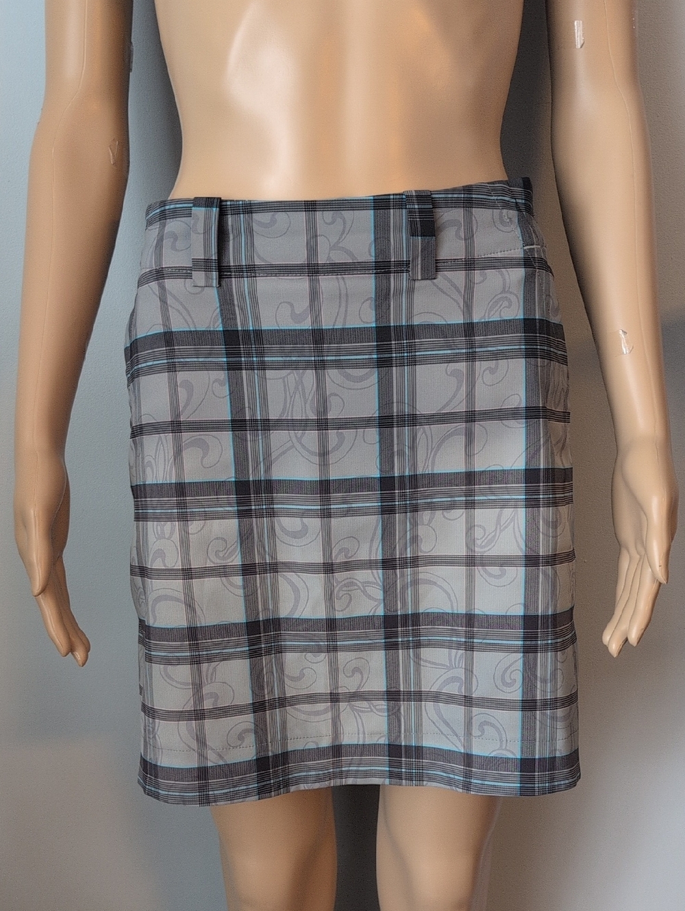 Nike Golf Dri-FIT Plaid Paisley Skort Grey Blue Size 2 - Picture 2 of 13